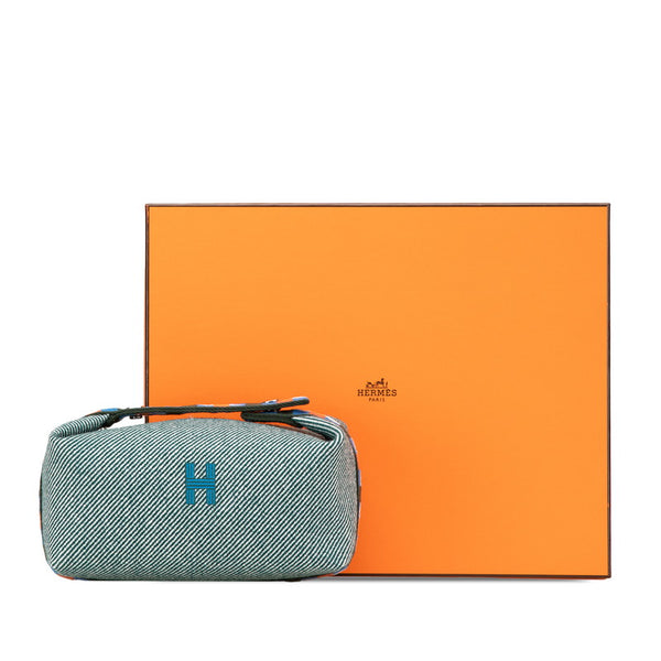 エルメス ブリッドアブラック オ カレ PM ハンドバッグ ポーチ ヴェールフォレ グリーン系 トワルアッシュ レディース HERMES 【中古】