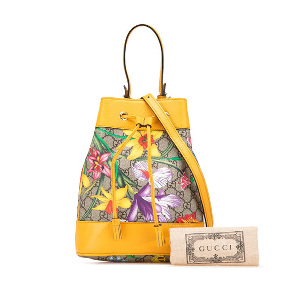 グッチ GGフローラ ハンドバッグ ショルダーバッグ 2WAY 550621 ベージュ イエロー PVC レザー レディース GUCCI 【中古】