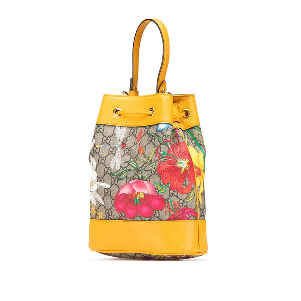 グッチ GGフローラ ハンドバッグ ショルダーバッグ 2WAY 550621 ベージュ イエロー PVC レザー レディース GUCCI 【中古】