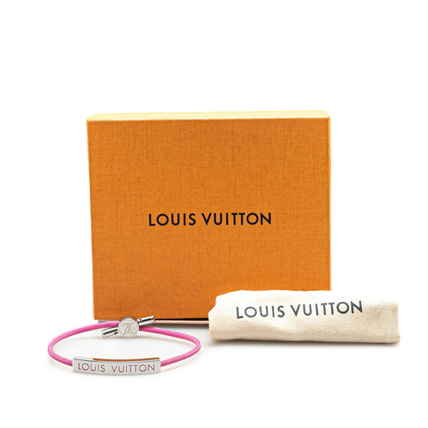 ルイ ヴィトン ブラスレ LVスペース ブレスレット M00282 シルバー ピンク メタル キャンバス レディース LOUIS VUITTON 【中古】