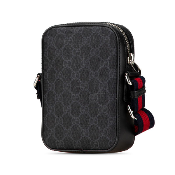 グッチ GGスプリーム ウェブライン シェリーライン ショルダーバッグ 682357 ブラック PVC レザー レディース GUCCI 【中古】