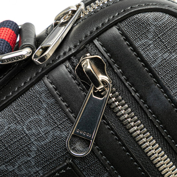 グッチ GGスプリーム ウェブライン シェリーライン ショルダーバッグ 682357 ブラック PVC レザー レディース GUCCI 【中古】