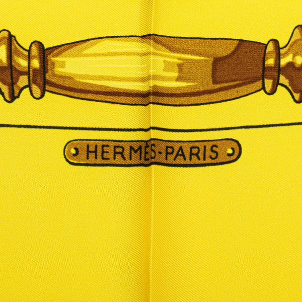 エルメス カレ90 HARNAIS DES PRESIDENTS 大統領の馬具 スカーフ イエロー マルチカラー シルク レディース HERMES 【中古】