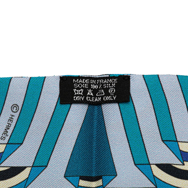 エルメス ツイリー スカーフ ブルー マルチカラー シルク レディース HERMES 【中古】