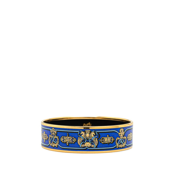エルメス エマイユGM バングル ブルー ゴールド メッキ レディース HERMES 【中古】