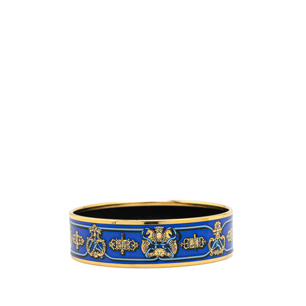 エルメス エマイユGM バングル ブルー ゴールド メッキ レディース HERMES 【中古】