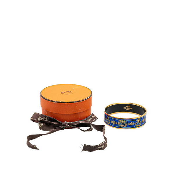 エルメス エマイユGM バングル ブルー ゴールド メッキ レディース HERMES 【中古】
