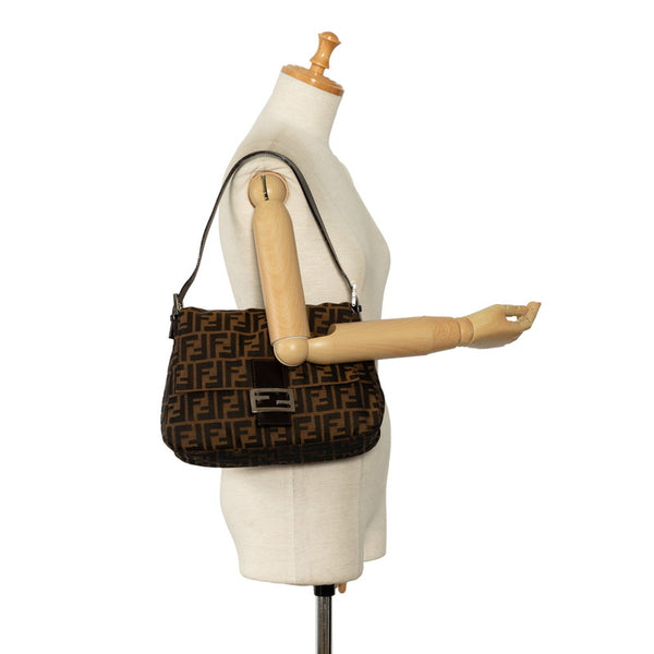 フェンディ ズッカ マンマバケット ワンショルダーバッグ 26325 ブラウン キャンバス レザー レディース FENDI 【中古】