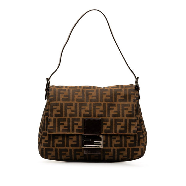 フェンディ ズッカ マンマバケット ワンショルダーバッグ 26325 ブラウン キャンバス レザー レディース FENDI 【中古】