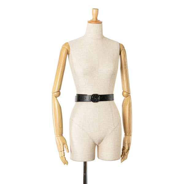 グッチ グッチシマ インターロッキングG ベルト サイズ：85/34 473030 ブラック レザー メンズ GUCCI 【中古】