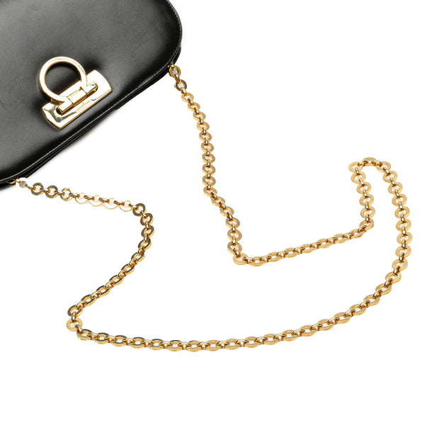 サルヴァトーレフェラガモ ガンチーニ チェーン ショルダーバッグ ブラック レザー レディース Salvatore Ferragamo 【中古】