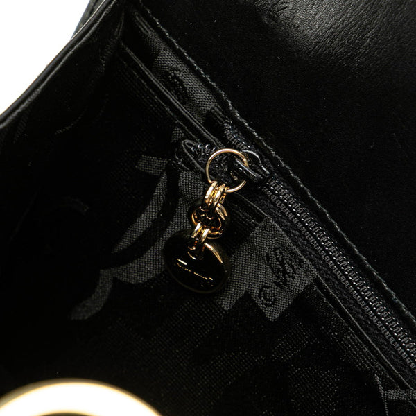 サルヴァトーレフェラガモ ガンチーニ チェーン ショルダーバッグ ブラック レザー レディース Salvatore Ferragamo 【中古】