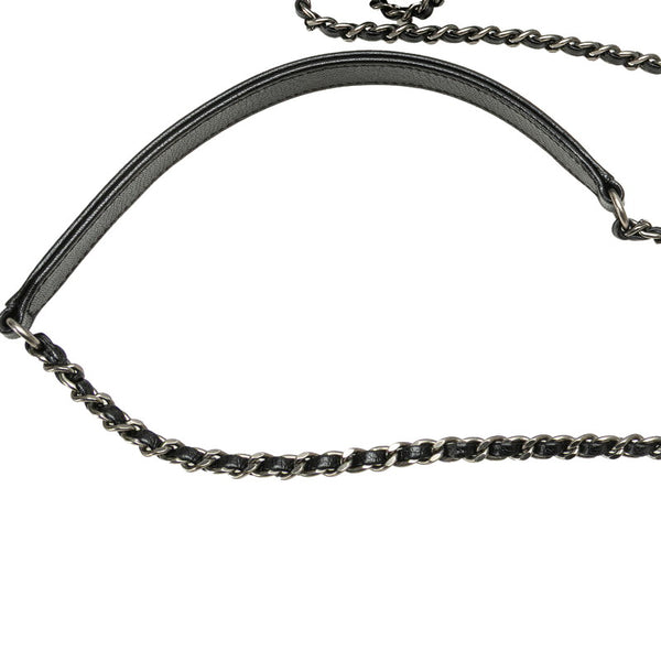 シャネル 2.55 斜め掛け チェーン ショルダーバッグ ブラック ネイビー ゴートスキン レディース CHANEL 【中古】