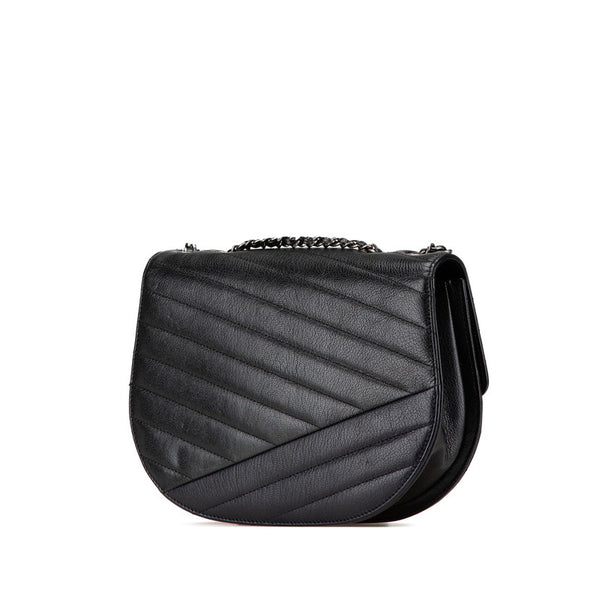 シャネル 2.55 斜め掛け チェーン ショルダーバッグ ブラック ネイビー ゴートスキン レディース CHANEL 【中古】