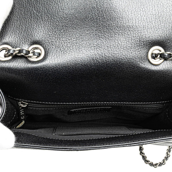 シャネル 2.55 斜め掛け チェーン ショルダーバッグ ブラック ネイビー ゴートスキン レディース CHANEL 【中古】