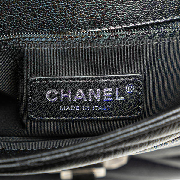 シャネル 2.55 斜め掛け チェーン ショルダーバッグ ブラック ネイビー ゴートスキン レディース CHANEL 【中古】