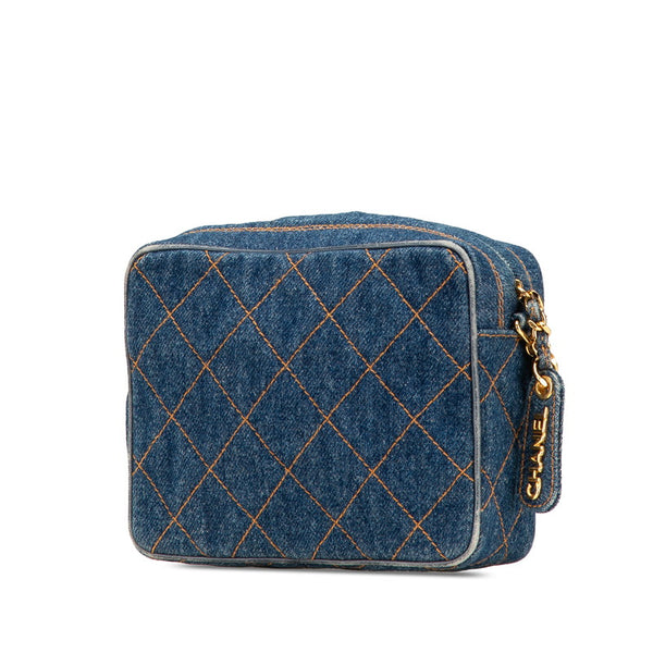 シャネル マトラッセ ココマーク  チェーン ショルダーバッグ インディゴブルー ゴールド金具 デニム レディース CHANEL 【中古】