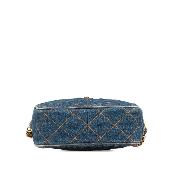 シャネル マトラッセ ココマーク  チェーン ショルダーバッグ インディゴブルー ゴールド金具 デニム レディース CHANEL 【中古】