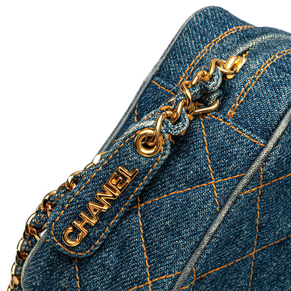 シャネル マトラッセ ココマーク  チェーン ショルダーバッグ インディゴブルー ゴールド金具 デニム レディース CHANEL 【中古】