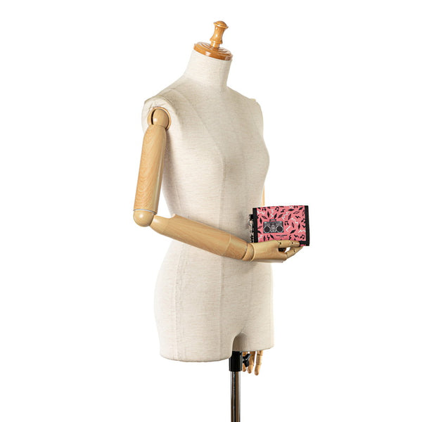 サンローラン ラジオ 総柄 三つ折り財布 586279 ピンク ブラック ナイロン レディース SAINT LAURENT 【中古】