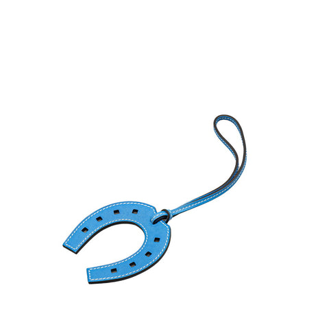 エルメス パドック シュバル 蹄鉄 バッグチャーム キーホルダー  ブルー スイフト レディース HERMES 【中古】