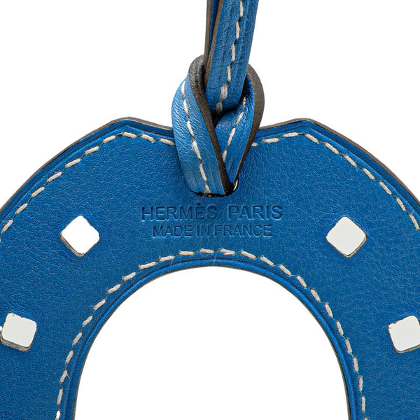 エルメス パドック シュバル 蹄鉄 バッグチャーム キーホルダー  ブルー スイフト レディース HERMES 【中古】