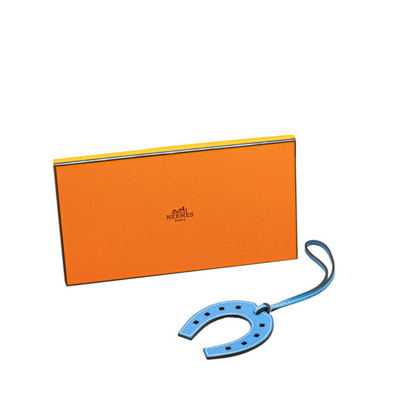 エルメス パドック シュバル 蹄鉄 バッグチャーム キーホルダー  ブルー スイフト レディース HERMES 【中古】