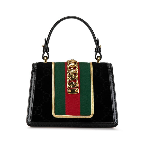 グッチ シルヴィ シェリーライン ミニ ハンドバッグ ショルダーバッグ 2WAY 470270 ブラック レザー レディース GUCCI 【中古】