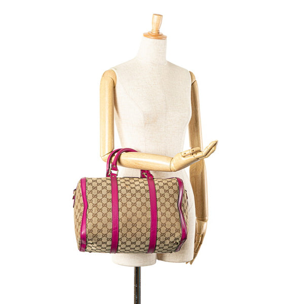 グッチ GGキャンバス ボストンバッグ 247205 ベージュ パープル キャンバス レザー レディース GUCCI 【中古】