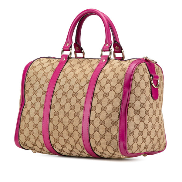 グッチ GGキャンバス ボストンバッグ 247205 ベージュ パープル キャンバス レザー レディース GUCCI 【中古】