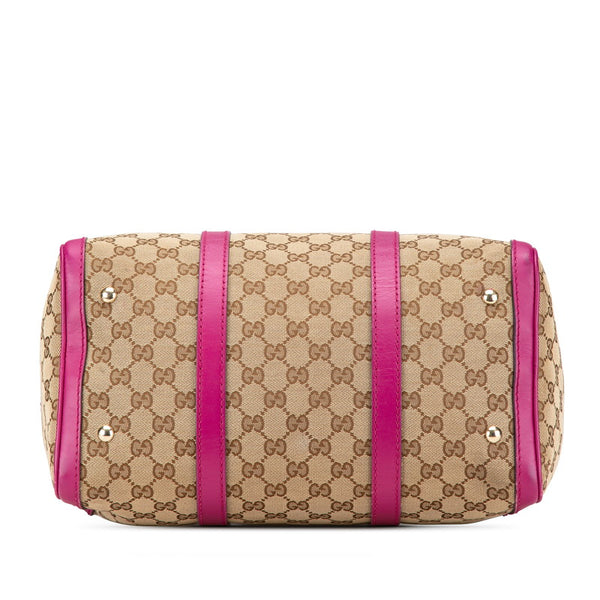 グッチ GGキャンバス ボストンバッグ 247205 ベージュ パープル キャンバス レザー レディース GUCCI 【中古】