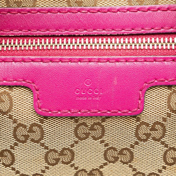 グッチ GGキャンバス ボストンバッグ 247205 ベージュ パープル キャンバス レザー レディース GUCCI 【中古】