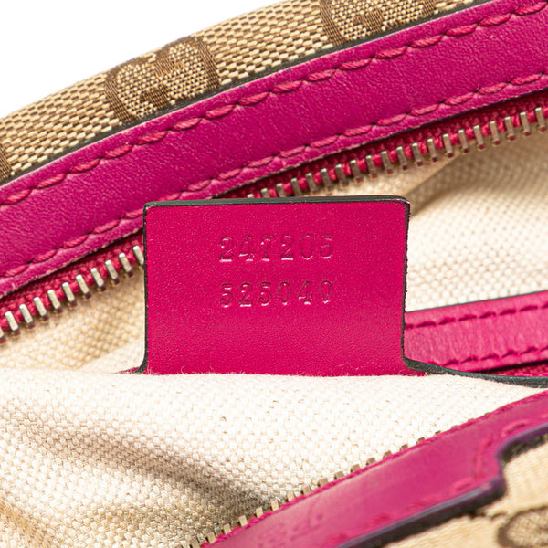 グッチ GGキャンバス ボストンバッグ 247205 ベージュ パープル キャンバス レザー レディース GUCCI 【中古】