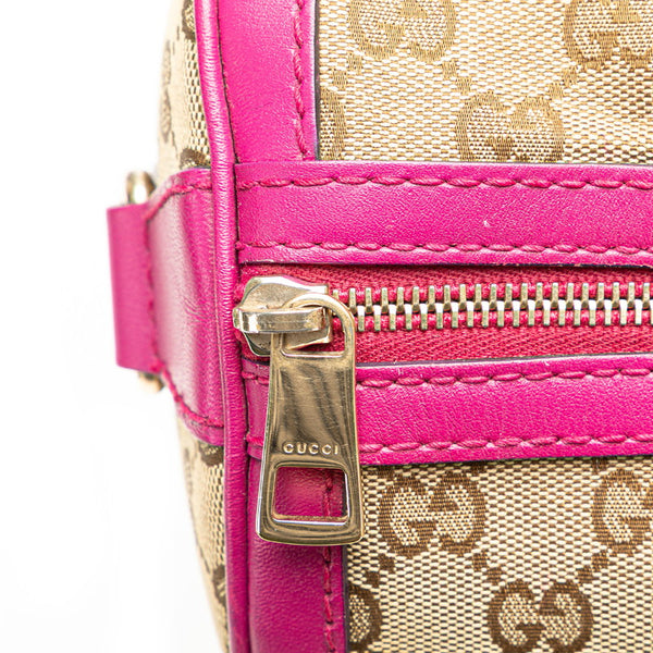 グッチ GGキャンバス ボストンバッグ 247205 ベージュ パープル キャンバス レザー レディース GUCCI 【中古】