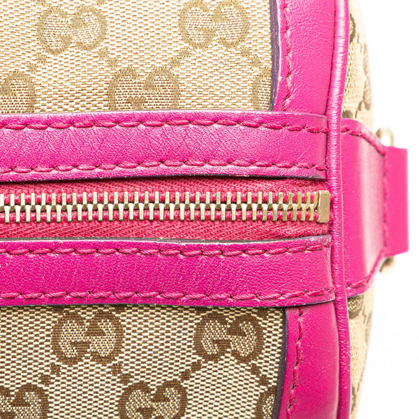 グッチ GGキャンバス ボストンバッグ 247205 ベージュ パープル キャンバス レザー レディース GUCCI 【中古】