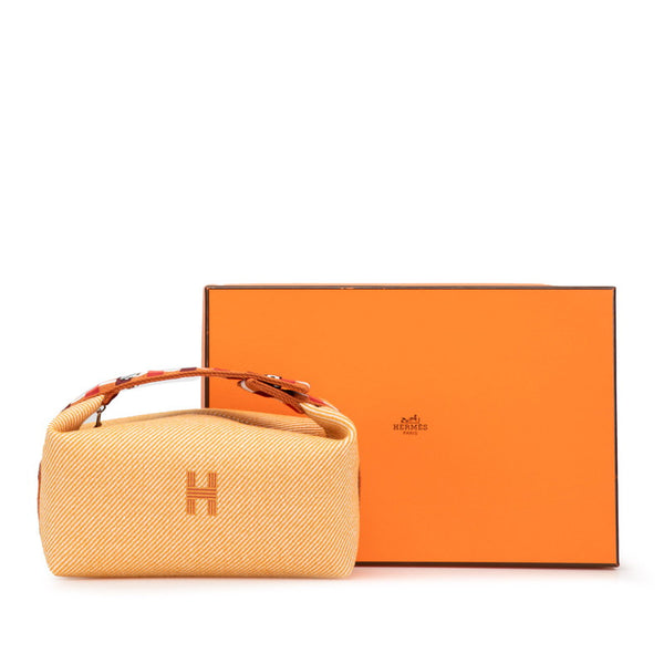 エルメス ブリッドアブラックPM ハンドバッグ オレンジ ブラウン キャンバス レディース HERMES 【中古】