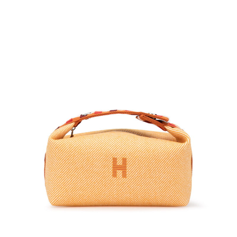 エルメス ブリッドアブラックPM ハンドバッグ オレンジ ブラウン キャンバス レディース HERMES 【中古】