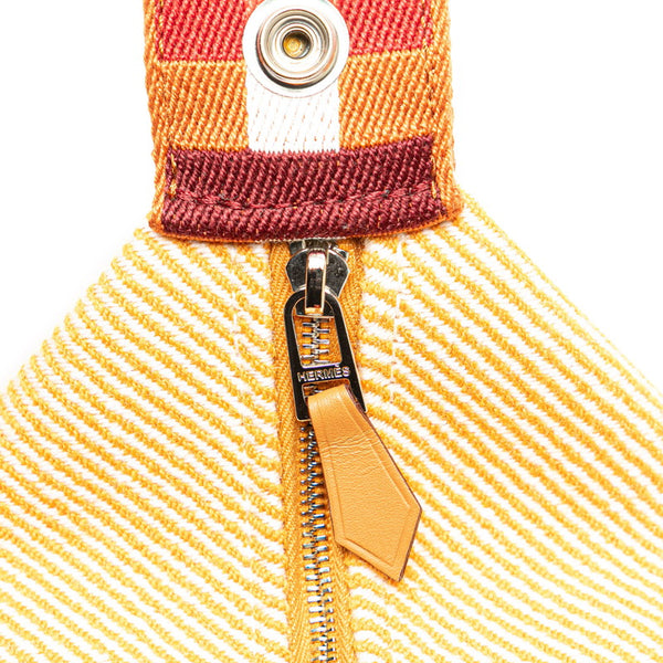 エルメス ブリッドアブラックPM ハンドバッグ オレンジ ブラウン キャンバス レディース HERMES 【中古】