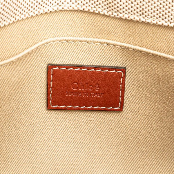 クロエ ウッディ スモール ハンドバッグ ショルダーバッグ 2WAY ベージュ ブラウン キャンバス レザー レディース Chloe 【中古】