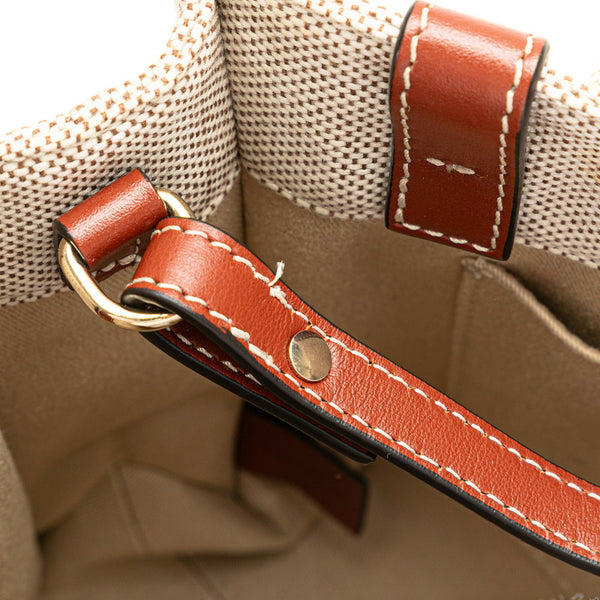 クロエ ウッディ スモール ハンドバッグ ショルダーバッグ 2WAY ベージュ ブラウン キャンバス レザー レディース Chloe 【中古】