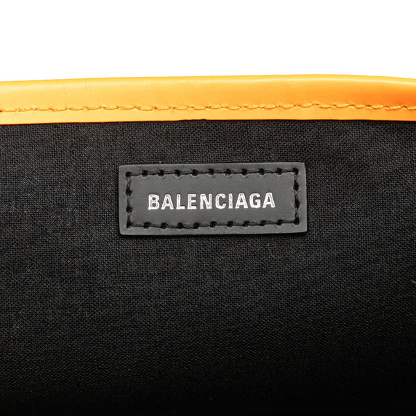 バレンシアガ ネイビーカバス XS ハンドバッグ ショルダーバッグ 2WAY 390346 ベージュ オレンジ キャンバス レザー レディース BALENCIAGA 【中古】