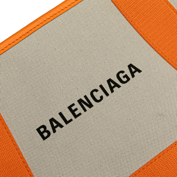 バレンシアガ ネイビーカバス XS ハンドバッグ ショルダーバッグ 2WAY 390346 ベージュ オレンジ キャンバス レザー レディース BALENCIAGA 【中古】