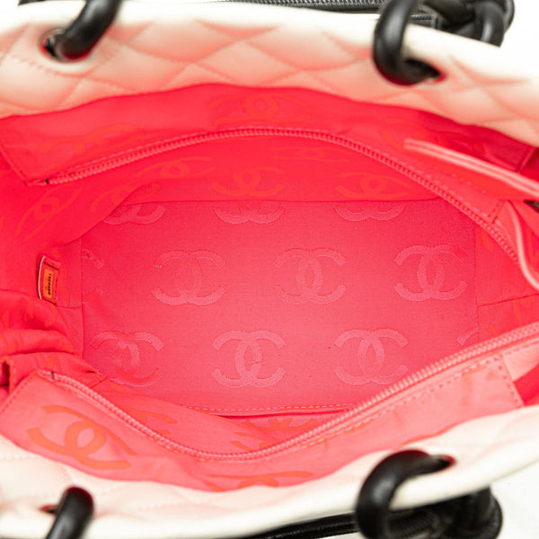 シャネル カンボンライン ココマーク ハンドバッグ トートバッグ ホワイト ブラック レザー レディース CHANEL 【中古】