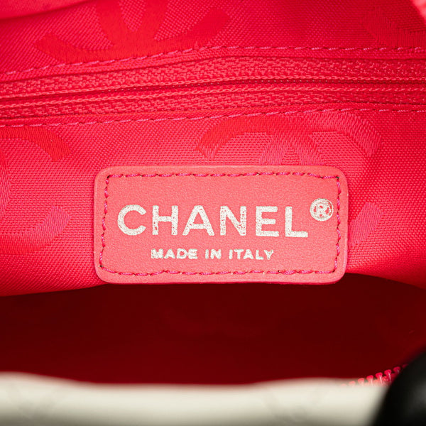 シャネル カンボンライン ココマーク ハンドバッグ トートバッグ ホワイト ブラック レザー レディース CHANEL 【中古】