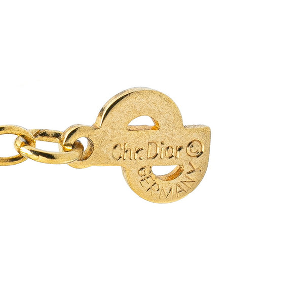 ディオール CDロゴ ラインストーン ネックレス ゴールド メッキ レディース Dior 【中古】