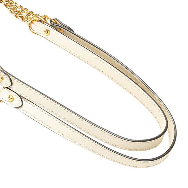 グッチ GGスプリーム パドロック チェーン ショルダーバッグ 498156 ベージュ ホワイト レザー PVC レディース GUCCI 【中古】