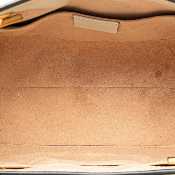 グッチ GGスプリーム パドロック チェーン ショルダーバッグ 498156 ベージュ ホワイト レザー PVC レディース GUCCI 【中古】