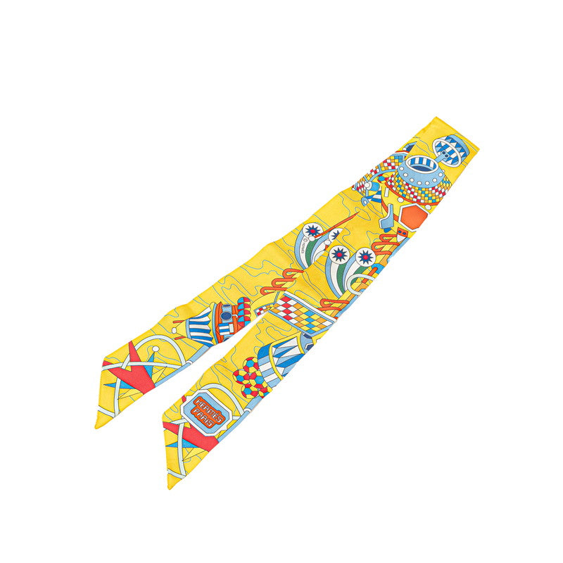 エルメス ツイリー ODYSSEY オデッセイ スカーフ イエロー マルチカラー シルク レディース HERMES 【中古】