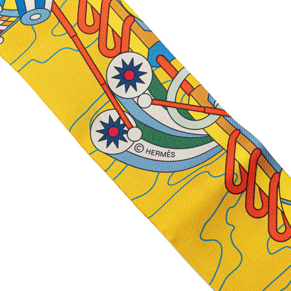 エルメス ツイリー ODYSSEY オデッセイ スカーフ イエロー マルチカラー シルク レディース HERMES 【中古】