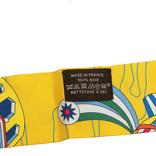 エルメス ツイリー ODYSSEY オデッセイ スカーフ イエロー マルチカラー シルク レディース HERMES 【中古】